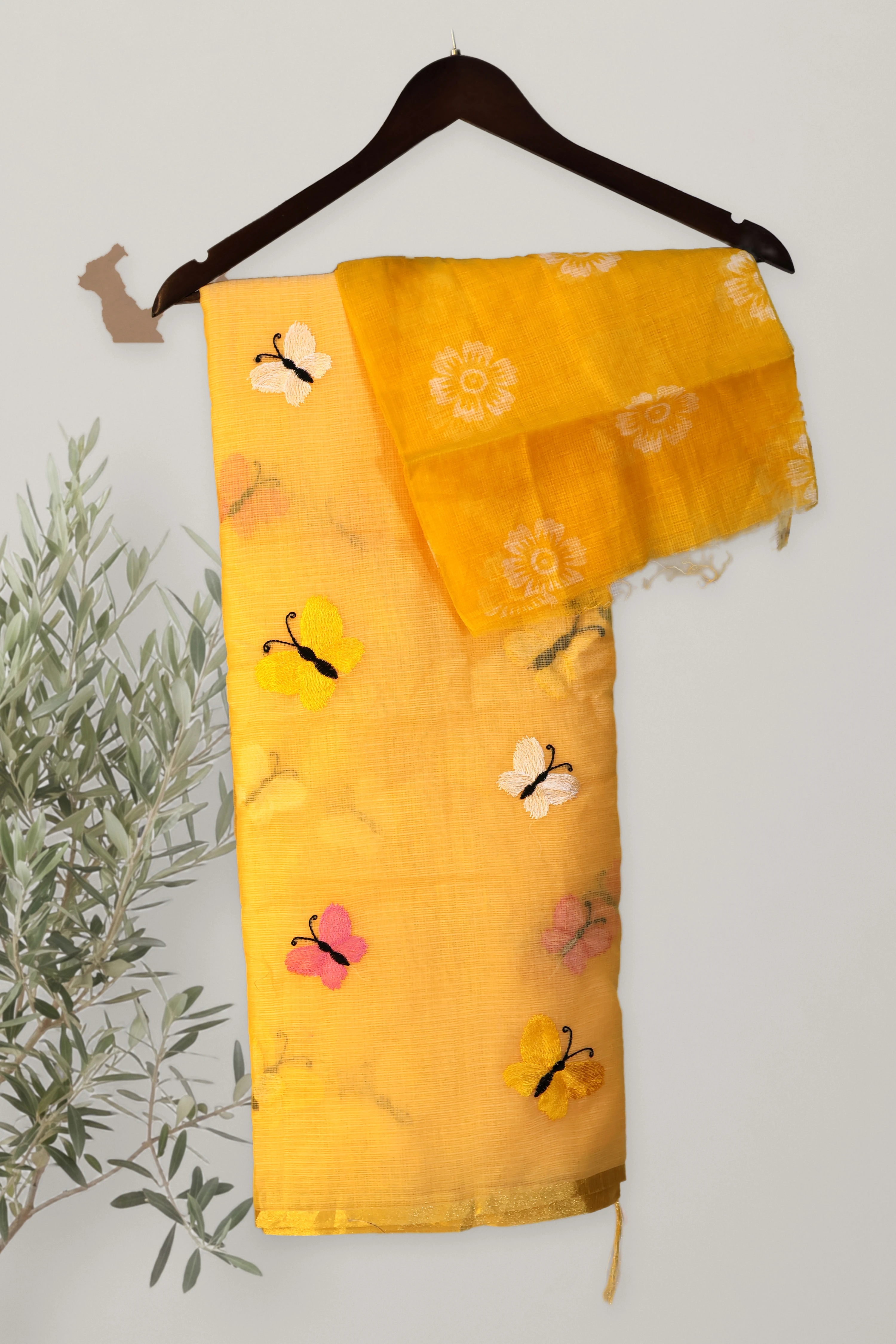 Butterfly Bloom - Kota: a detail of the work. Kota cotton.