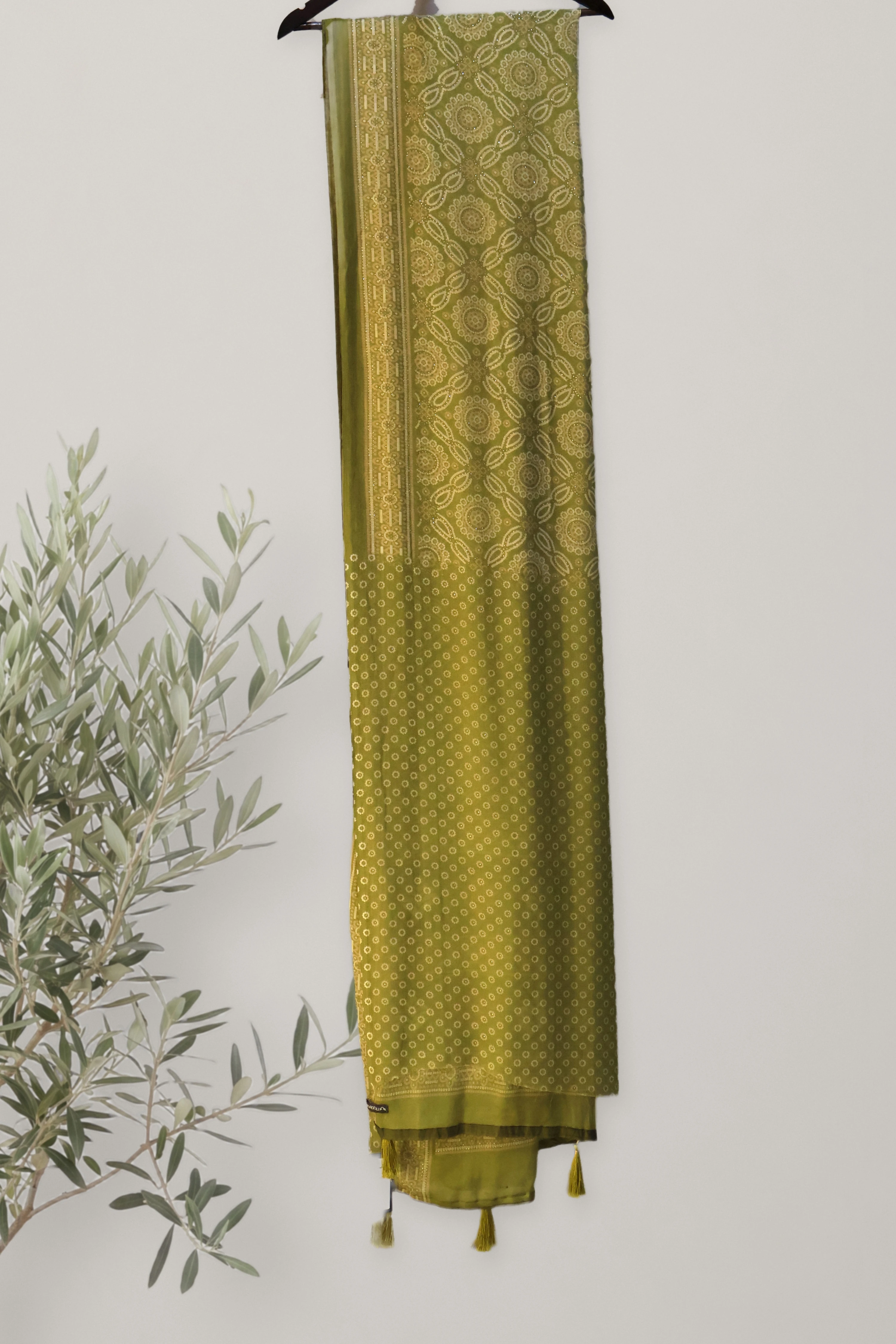 Rai - Bandhani Chiffon: a detail of the work. Chiffon.