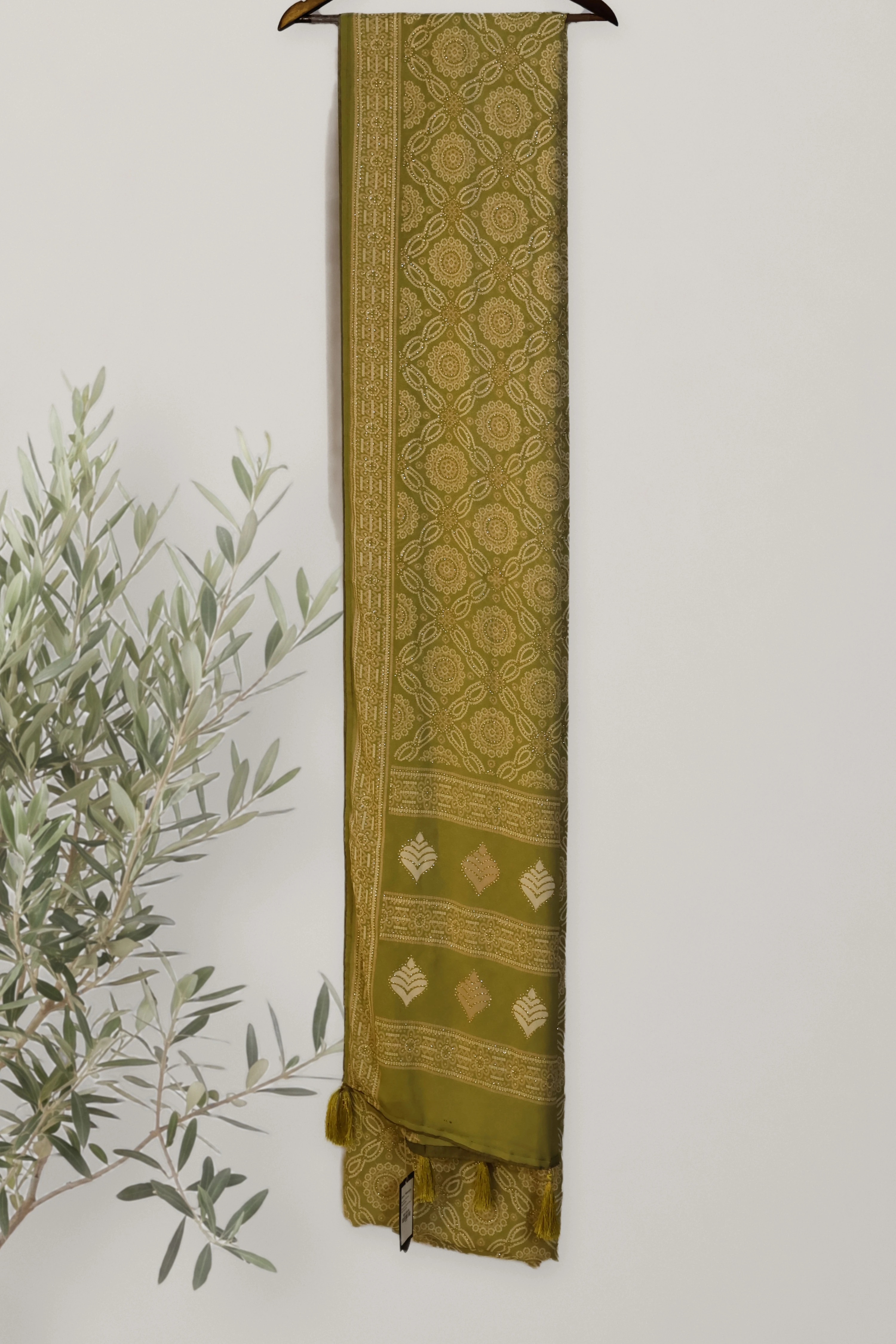 Rai - Bandhani Chiffon: a detail of the work. Chiffon.
