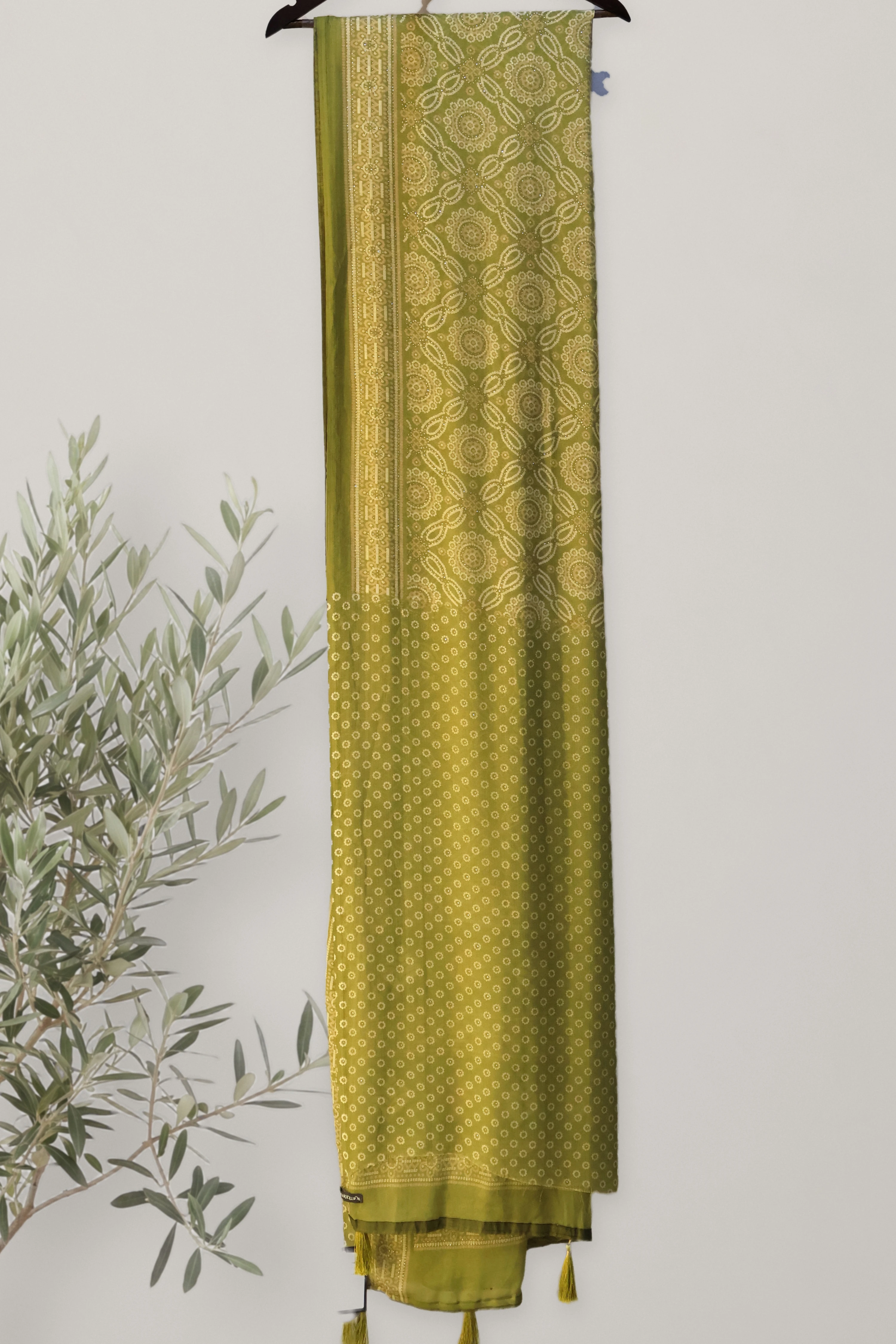 Rai - Bandhani Chiffon: a detail of the work. Chiffon.