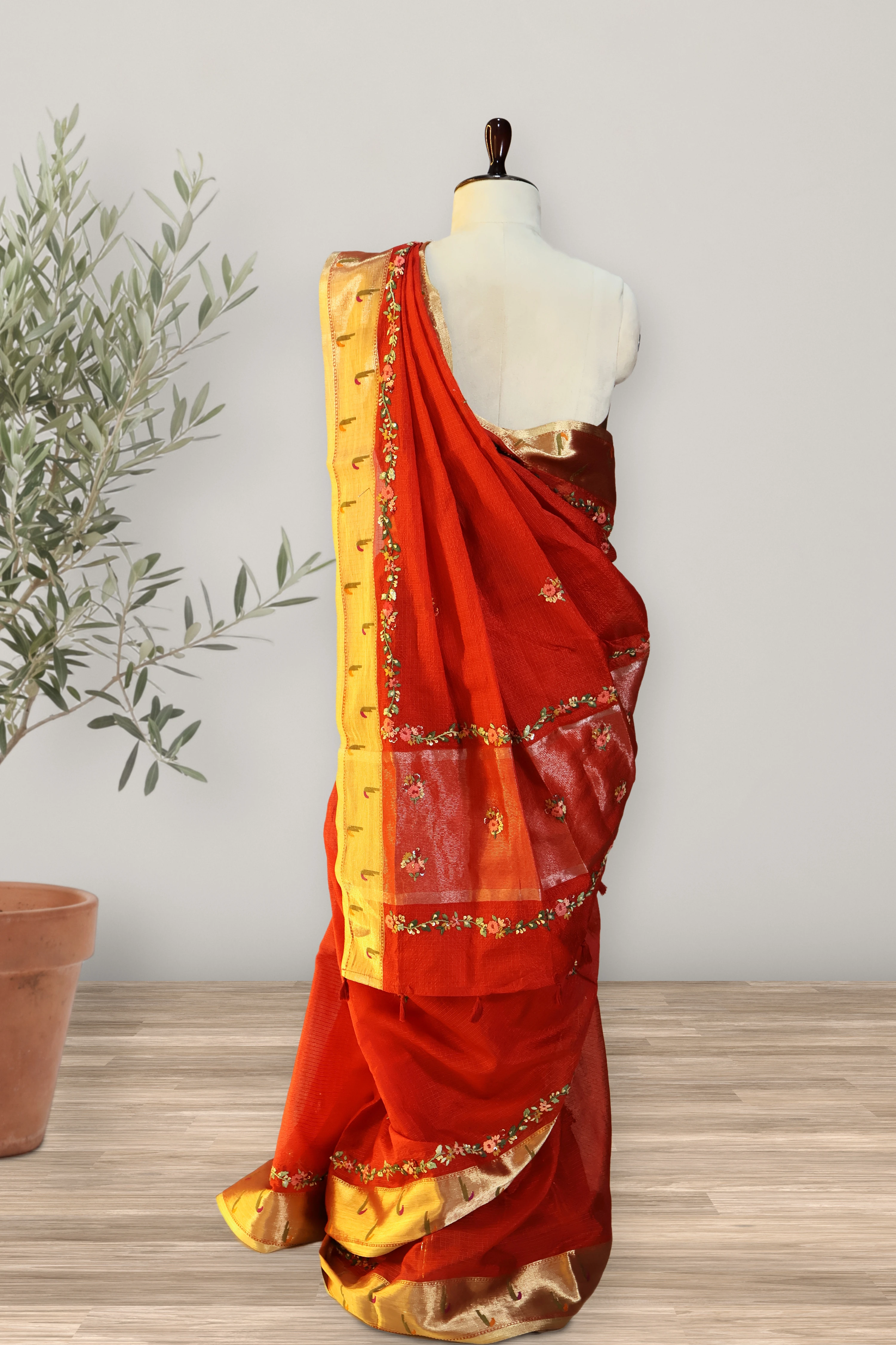 Saree 036: the piece worn and draped.