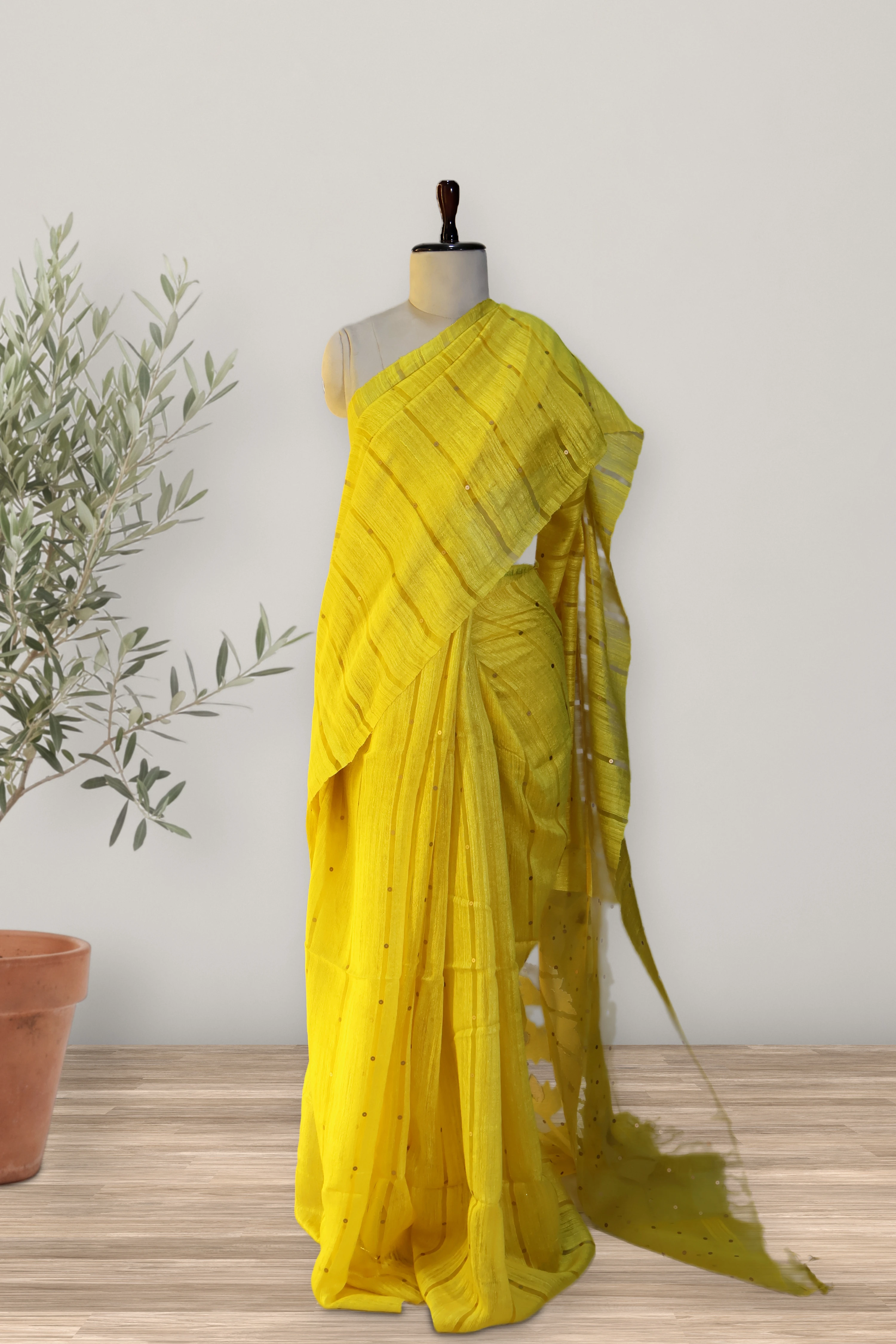 Jamdani Bloom - Fusion: the whole piece, laid out. Matka Silk.