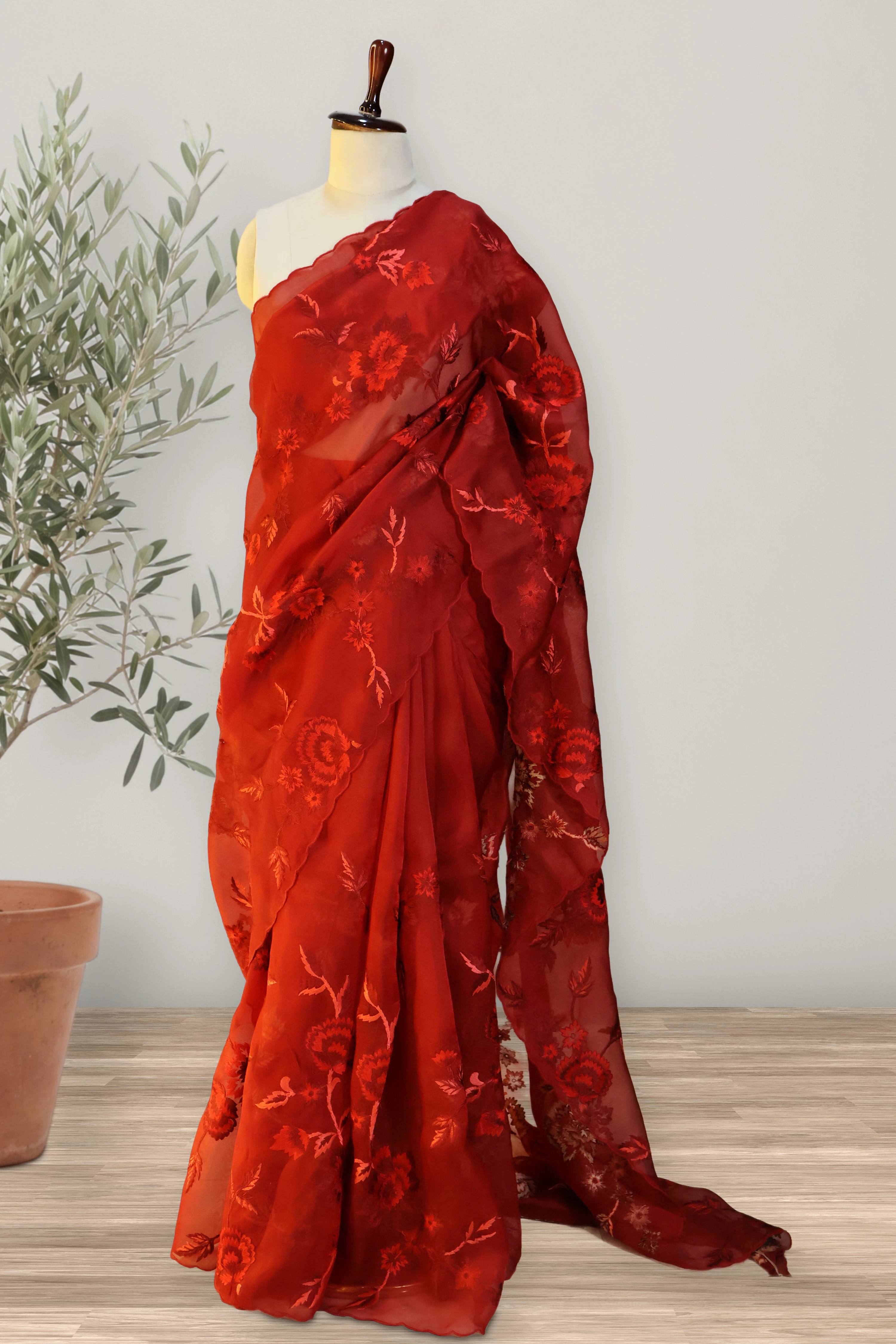 Bridal Parsi - Organza: the whole piece, laid out. Organza.