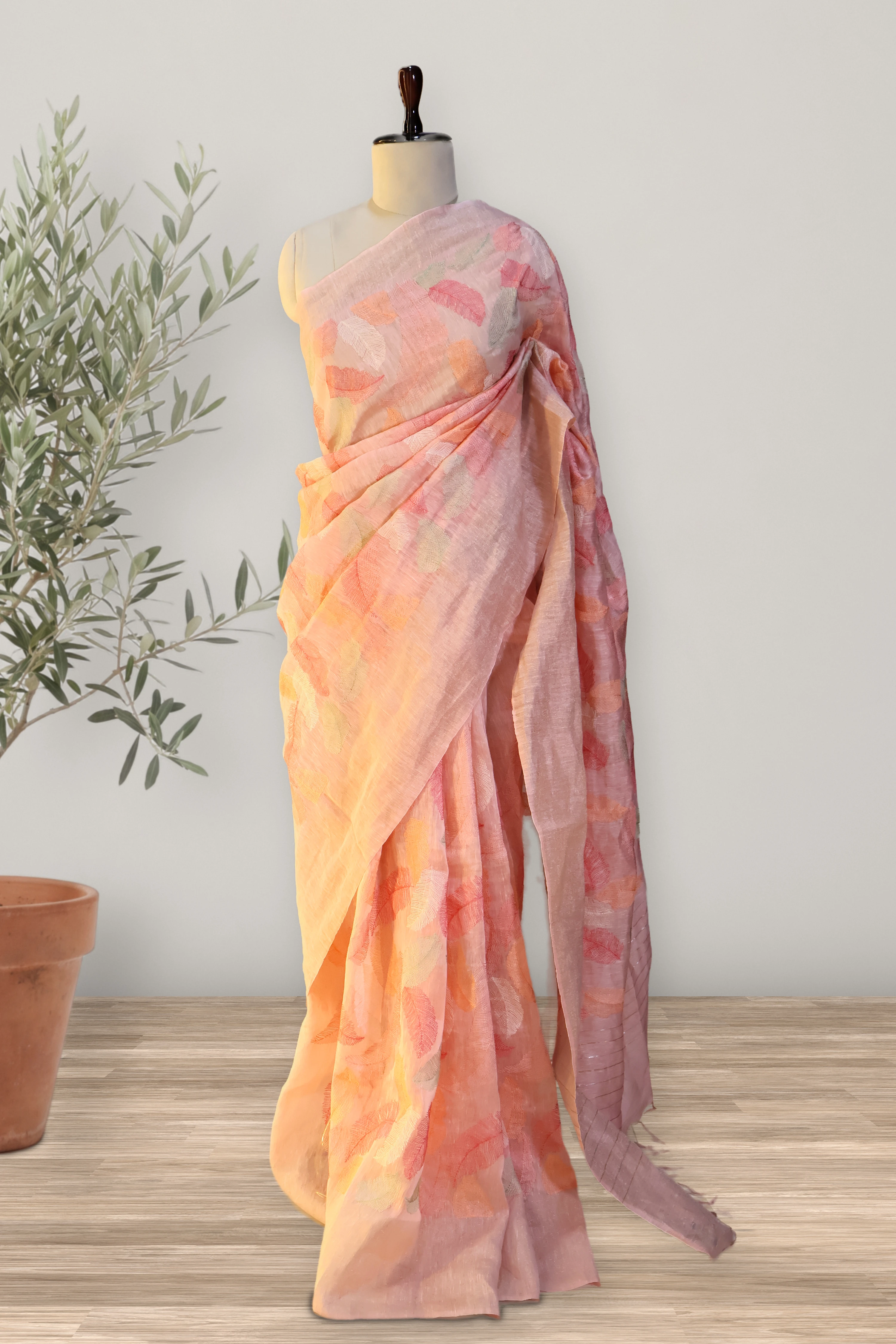 Floral -Tissue Linen: the whole piece, laid out. Tissue Linen.