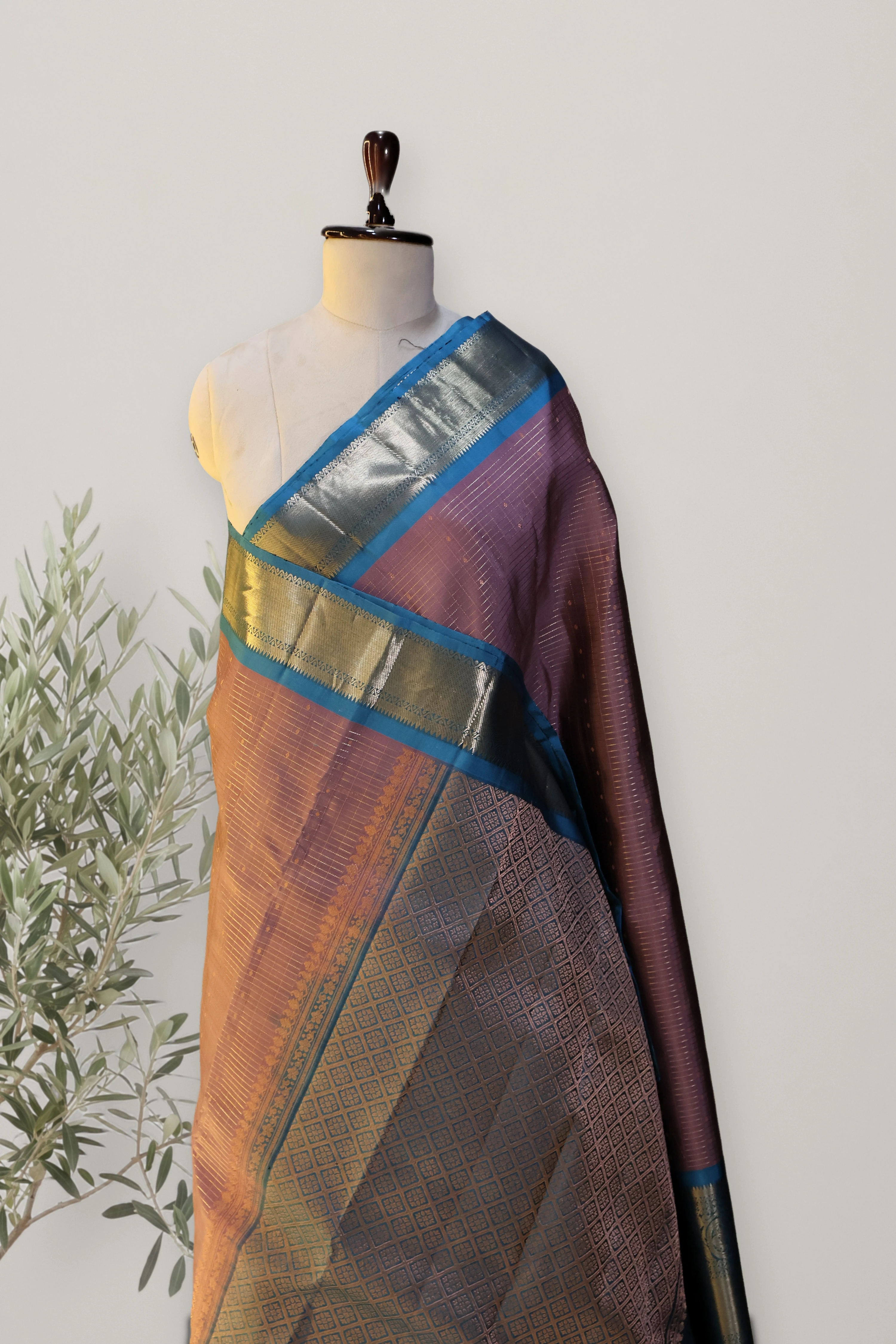 Kanchi Handloom Soft Silk Saree: the whole piece, laid out. Soft Silk Handloom Saree.