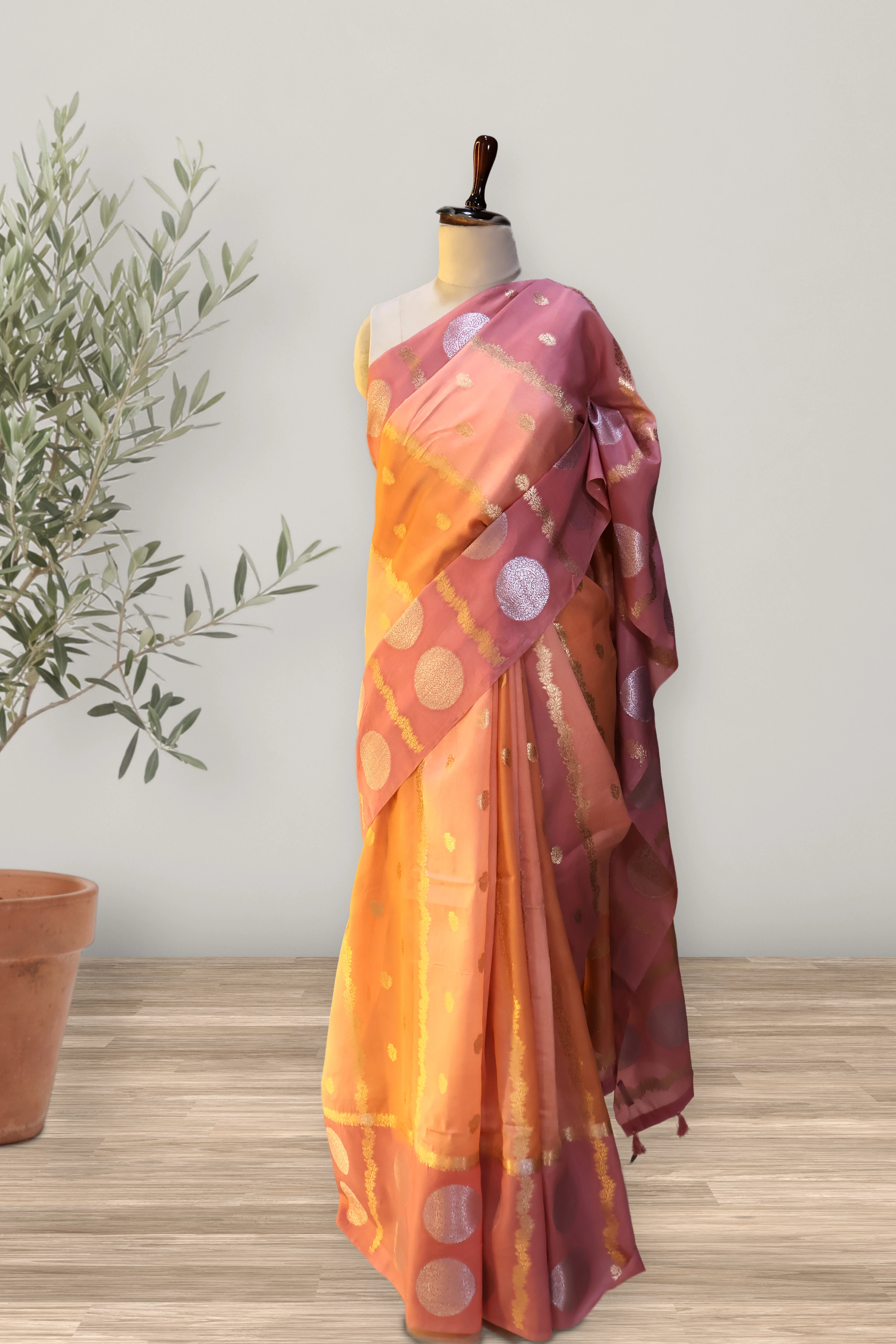 Banarasi: the whole piece, laid out. Banarasi.