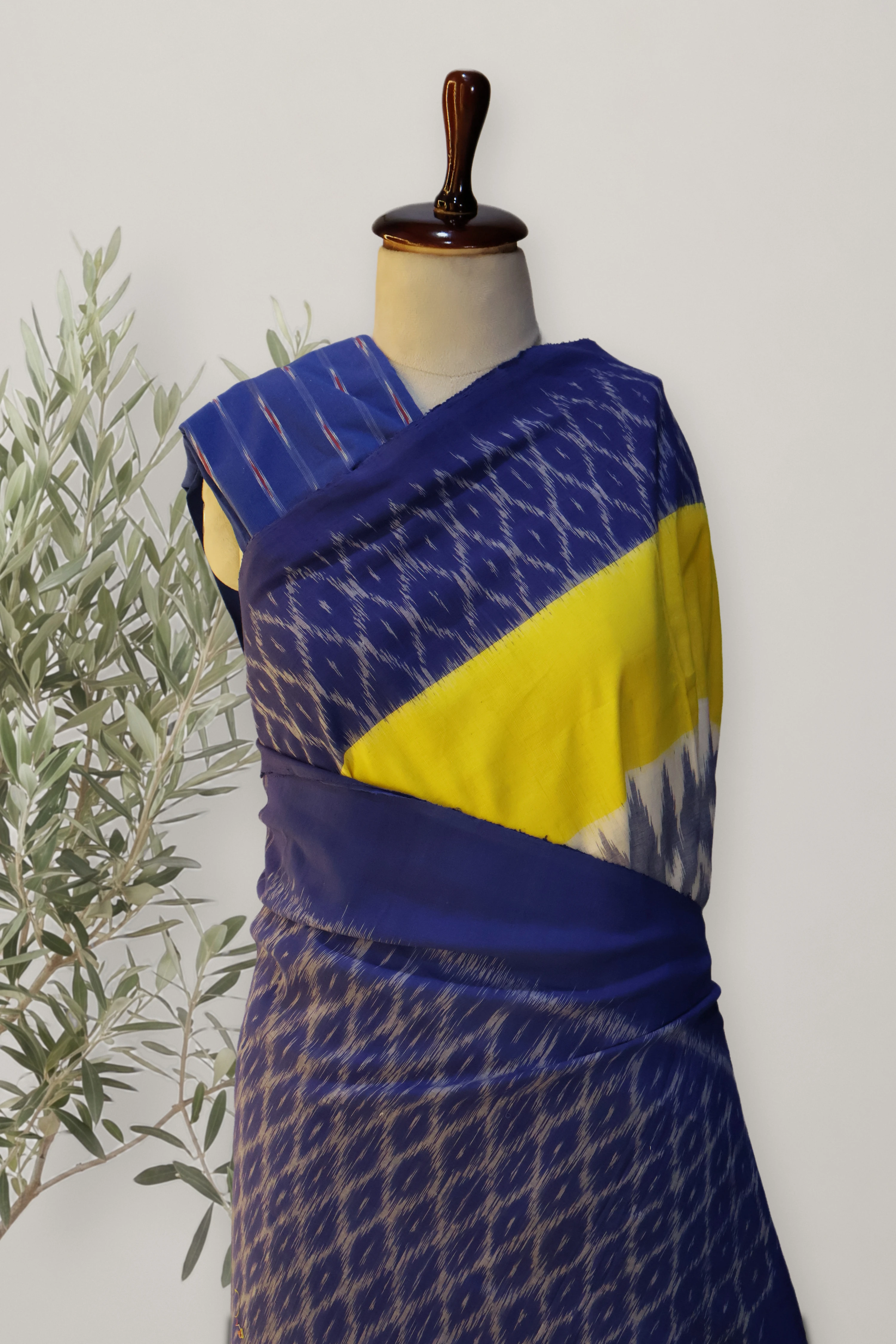 Pochampally Ikat Cotton Handloom Saree: the whole piece, laid out. Pochampally Ikat Cotton.